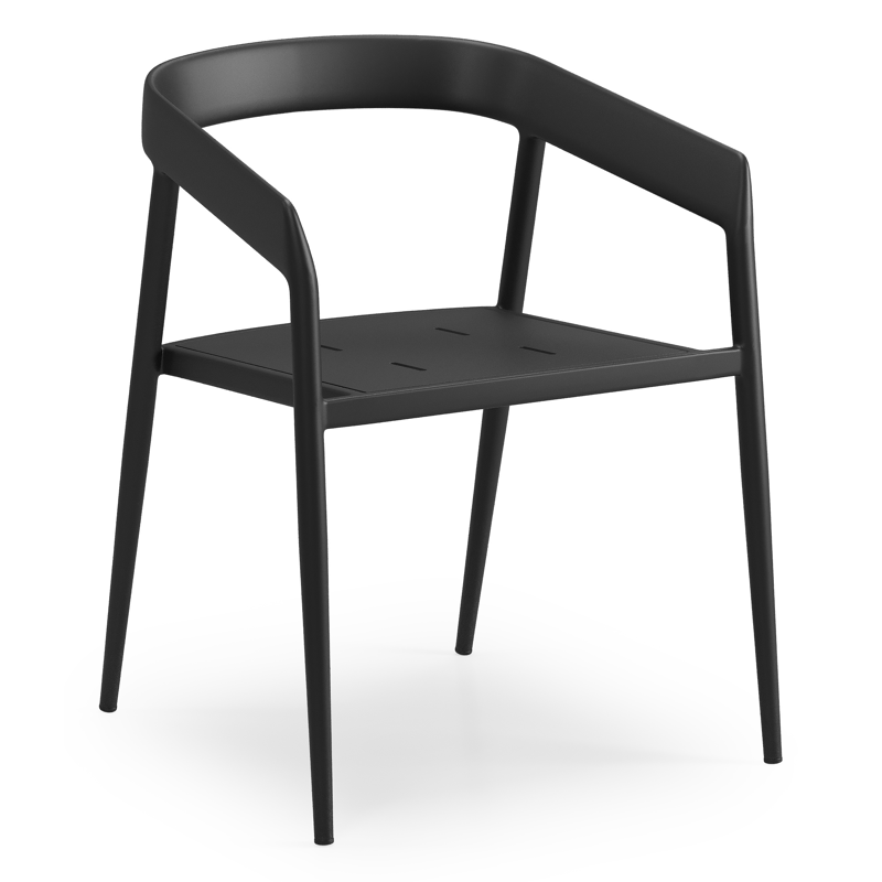 Donato tuinstoel in zwart aluminium