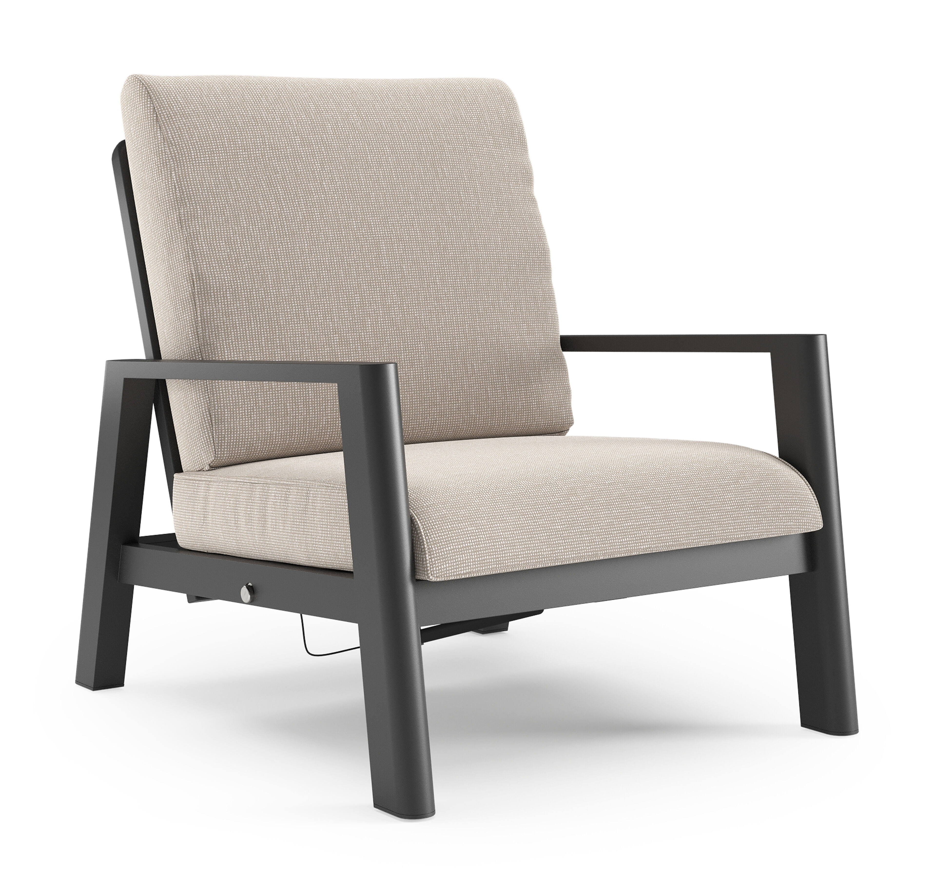 Cirello loungestoel in zwart aluminium met slow farafra all weather sunbrella® luxe kussen