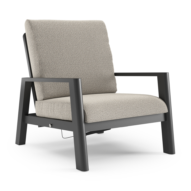 Cirello loungestoel in zwart aluminium met firenze sand all weather solica kussen