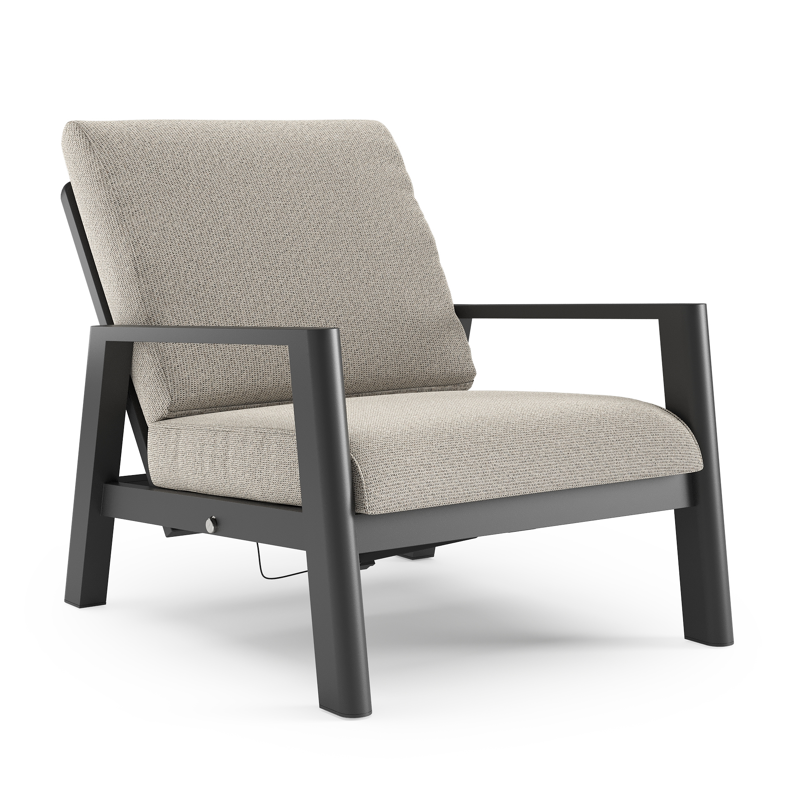 Cirello loungestoel in zwart aluminium met firenze sand all weather solica kussen
