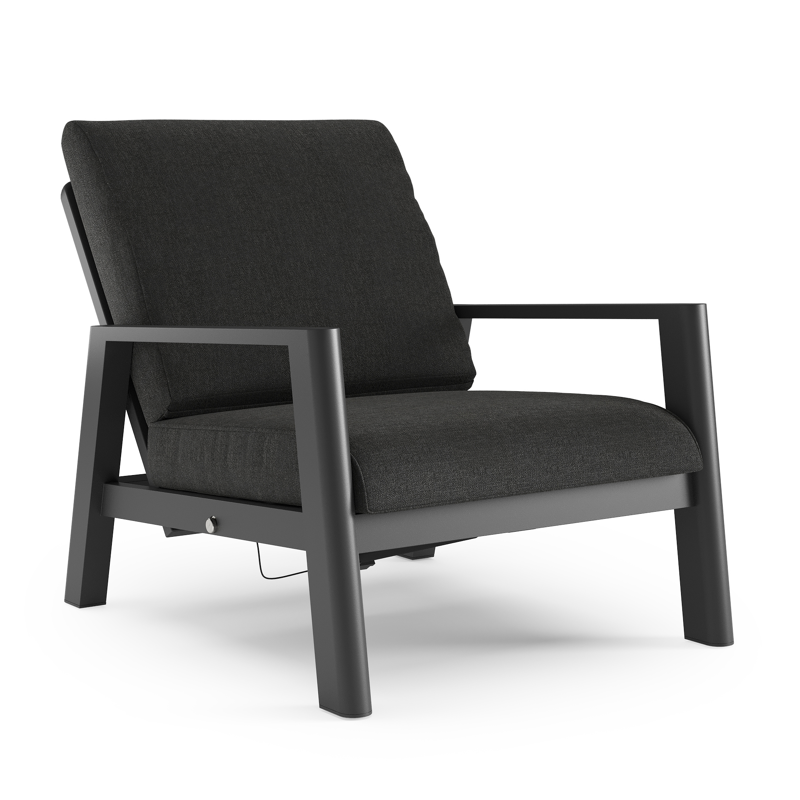 Cirello loungestoel 1-zit in zwart aluminium met chartres sooty all weather sunbrella® luxe kussen