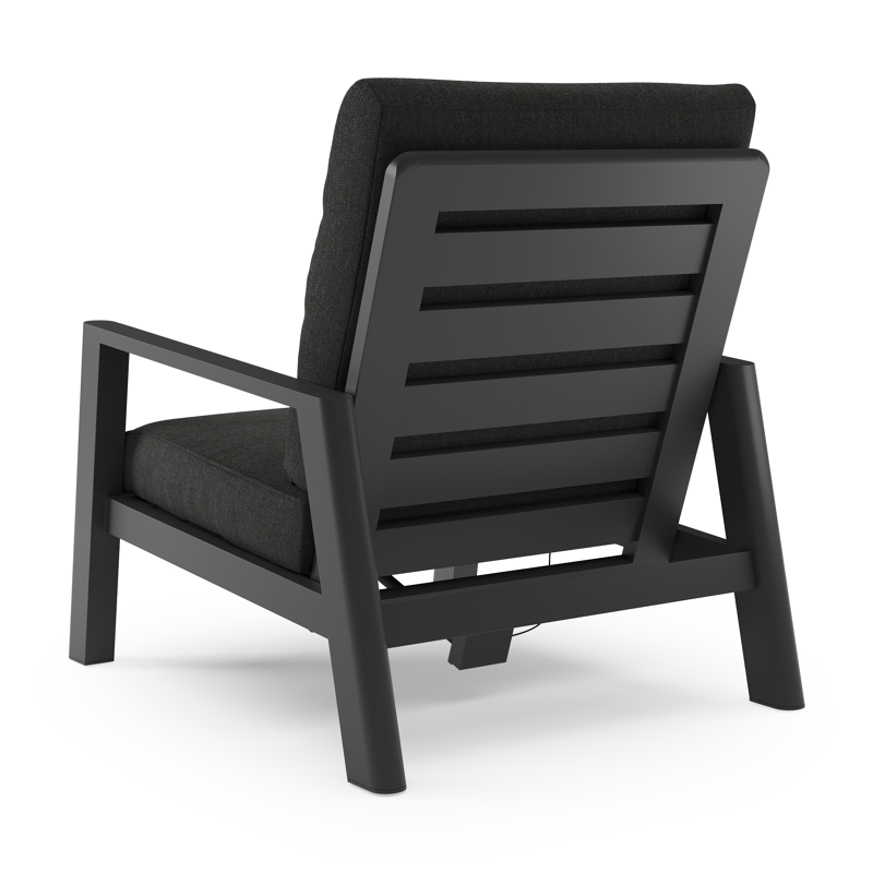 Cirello loungestoel 1-zit in zwart aluminium met chartres sooty all weather sunbrella® luxe kussen