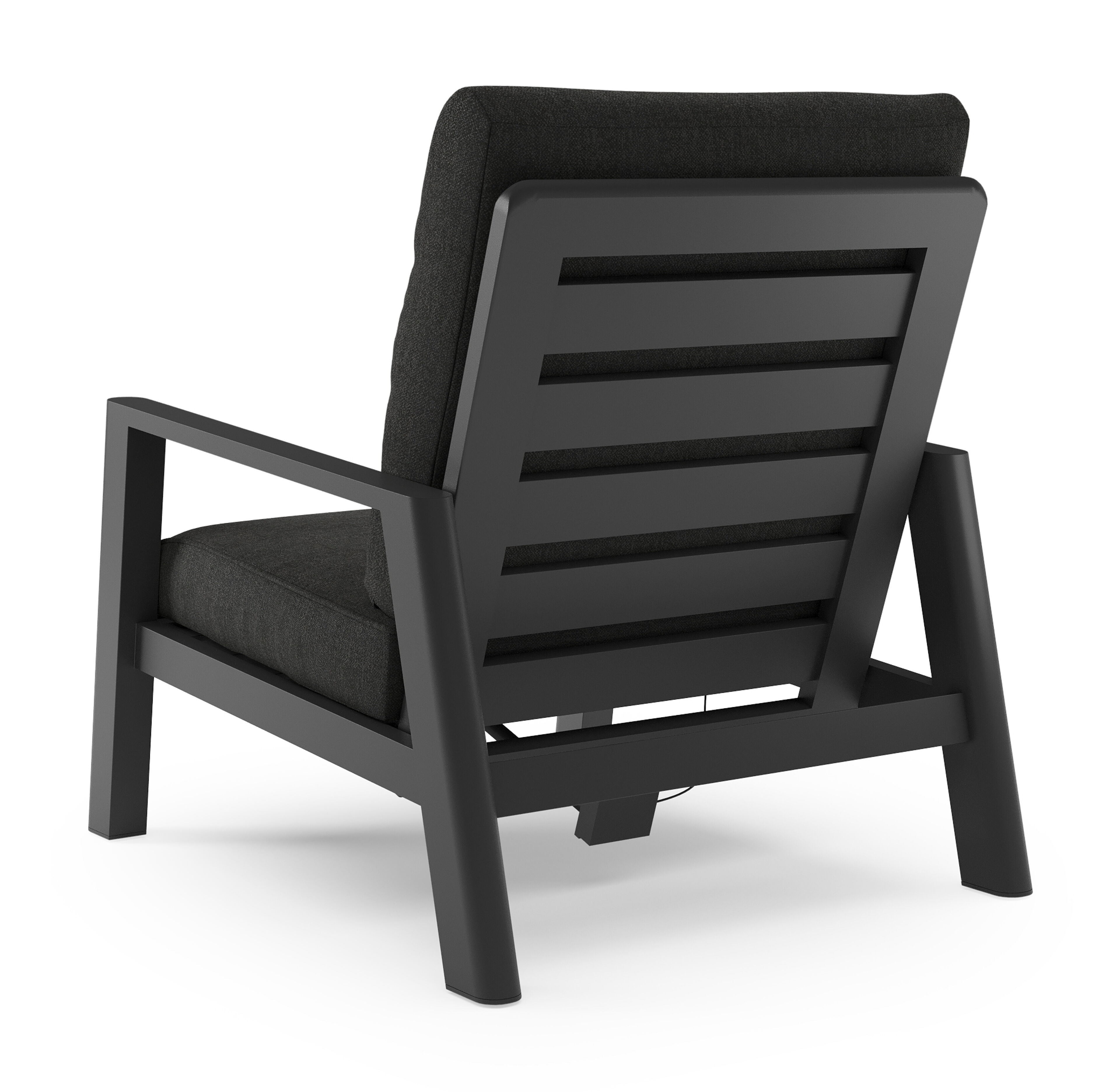 Cirello loungestoel 1-zit in zwart aluminium met chartres sooty all weather sunbrella® luxe kussen