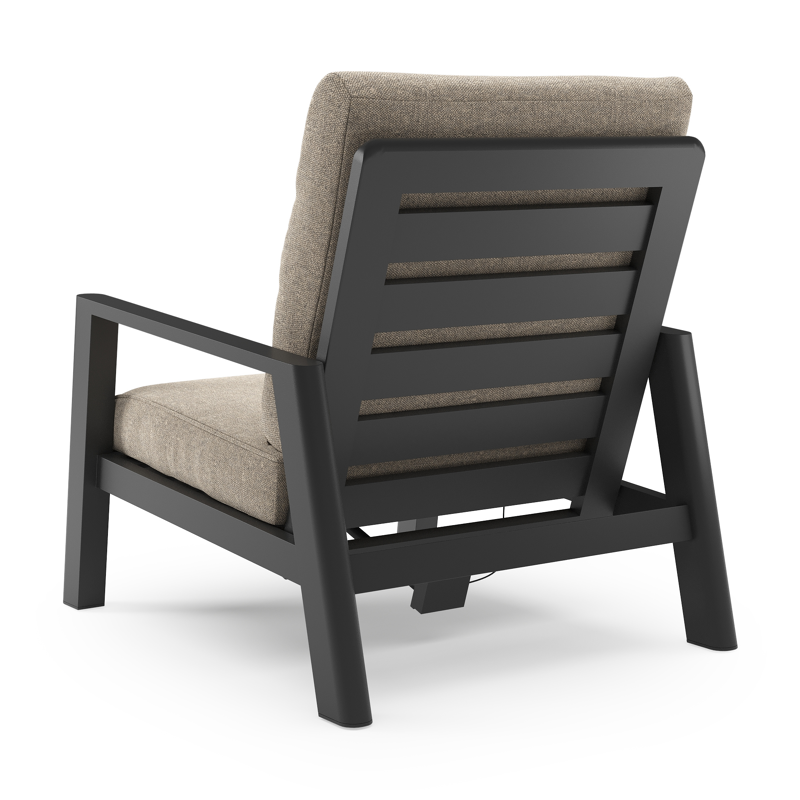 Cirello loungestoel in zwart aluminium met chartres pewter all weather sunbrella® luxe kussen
