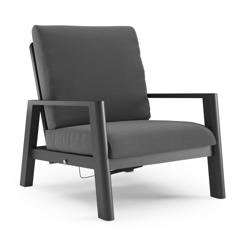 Cirello loungestoel 1-zit in zwart aluminium met lopi shadow all weather sunbrella® luxe kussen