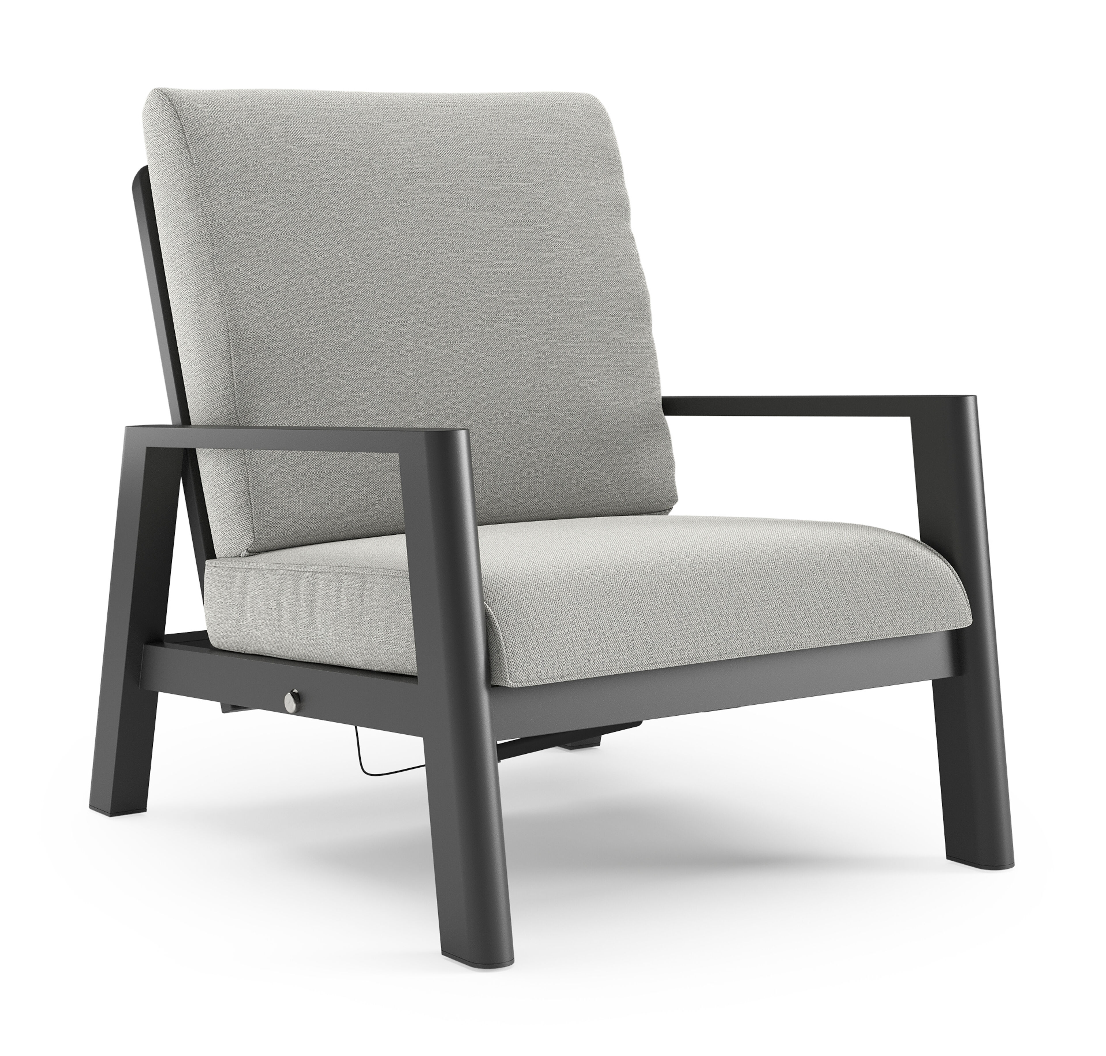 Fauteuil de jardin Cirello en aluminium noir et coussins en all weather sunbrella® luxe savane nimbus
