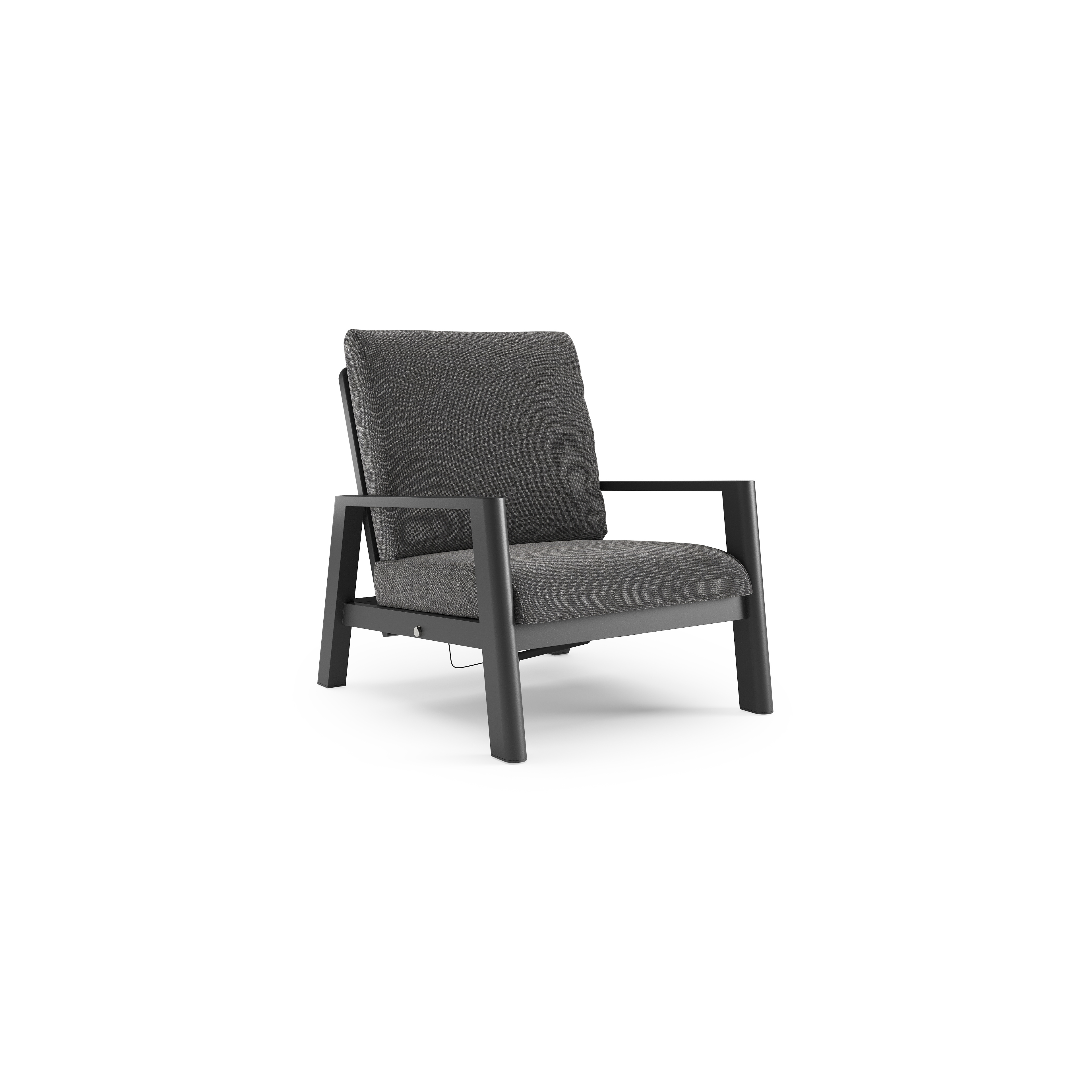 Cirello loungestoel 1-zit in zwart aluminium met savane tornado all weather sunbrella® luxe kussen