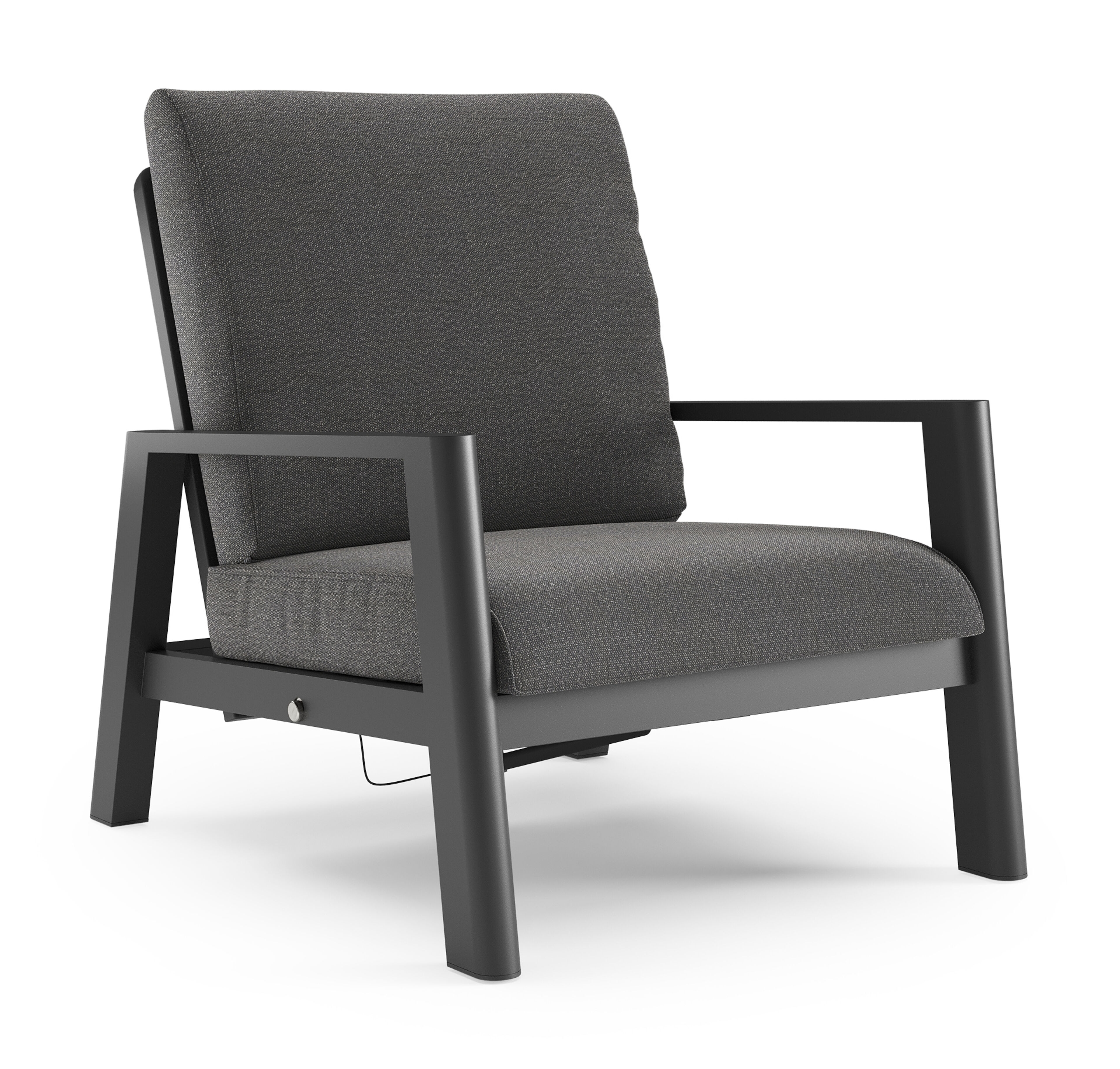Cirello loungestoel 1-zit in zwart aluminium met savane tornado all weather sunbrella® luxe kussen