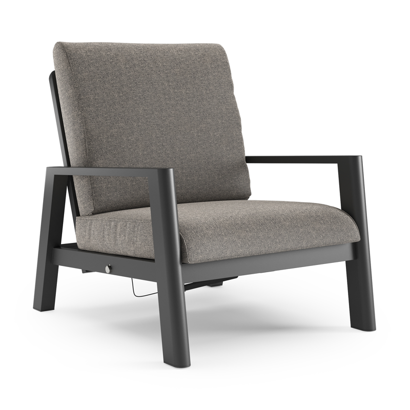 Cirello loungestoel in zwart aluminium met chartres drizzle all weather sunbrella® luxe kussen