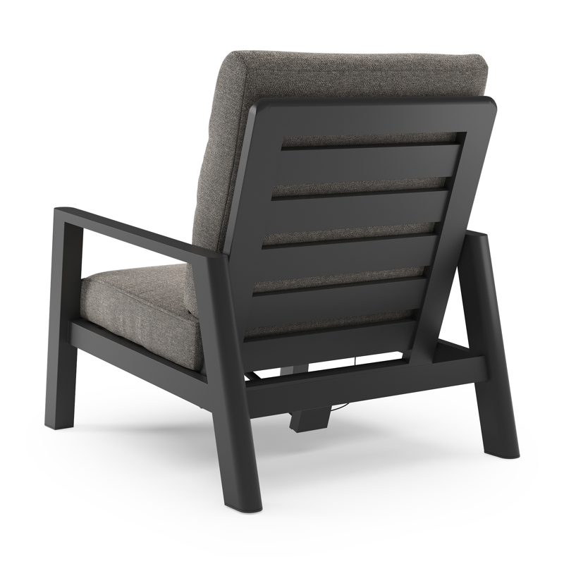 Cirello loungestoel in zwart aluminium met chartres drizzle all weather sunbrella® luxe kussen