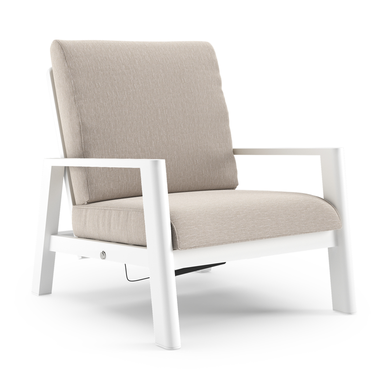Fauteuil de jardin Cirello en aluminium blanc et coussins en all weather sunbrella® luxe slow farafra