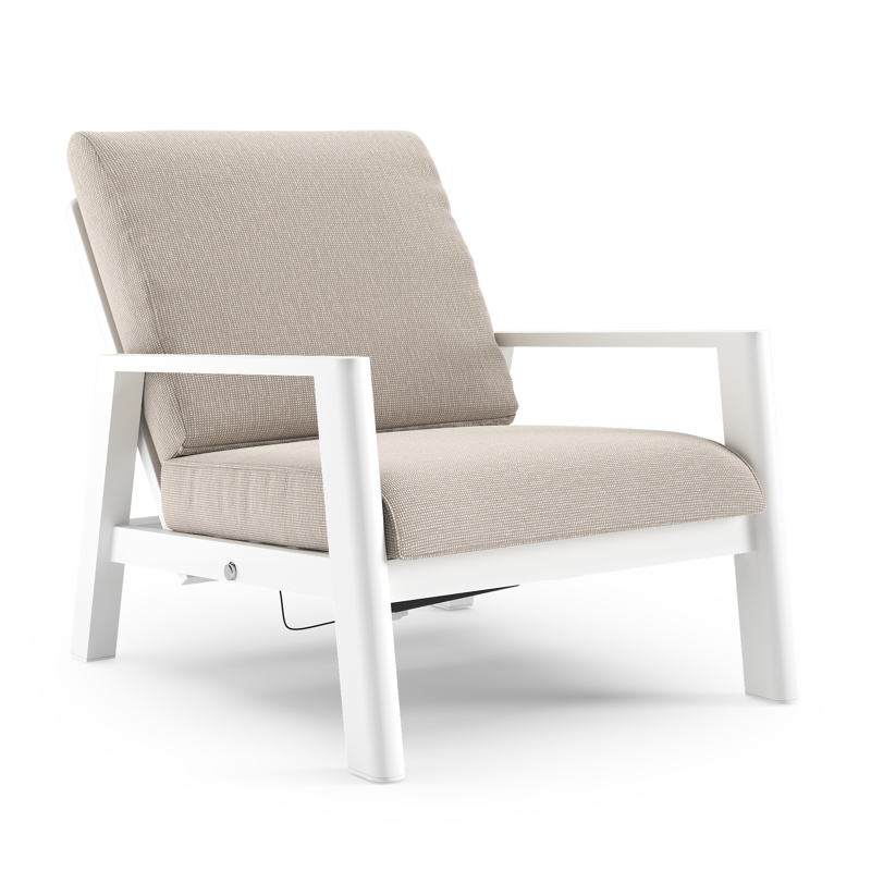 Fauteuil de jardin Cirello en aluminium blanc et coussins en all weather sunbrella® luxe slow farafra