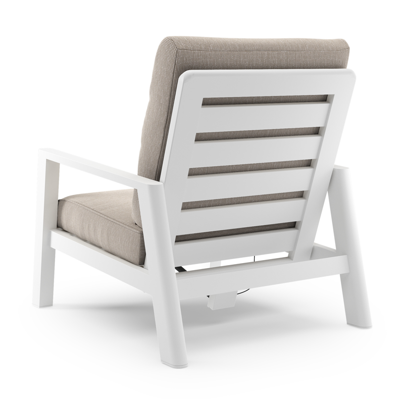 Fauteuil de jardin Cirello en aluminium blanc et coussins en all weather sunbrella® luxe slow farafra