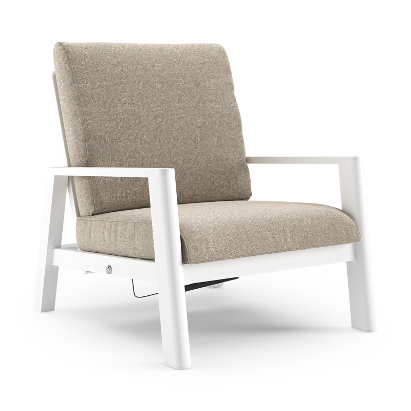 Cirello loungestoel in wit aluminium met chartres pewter all weather sunbrella® luxe kussen