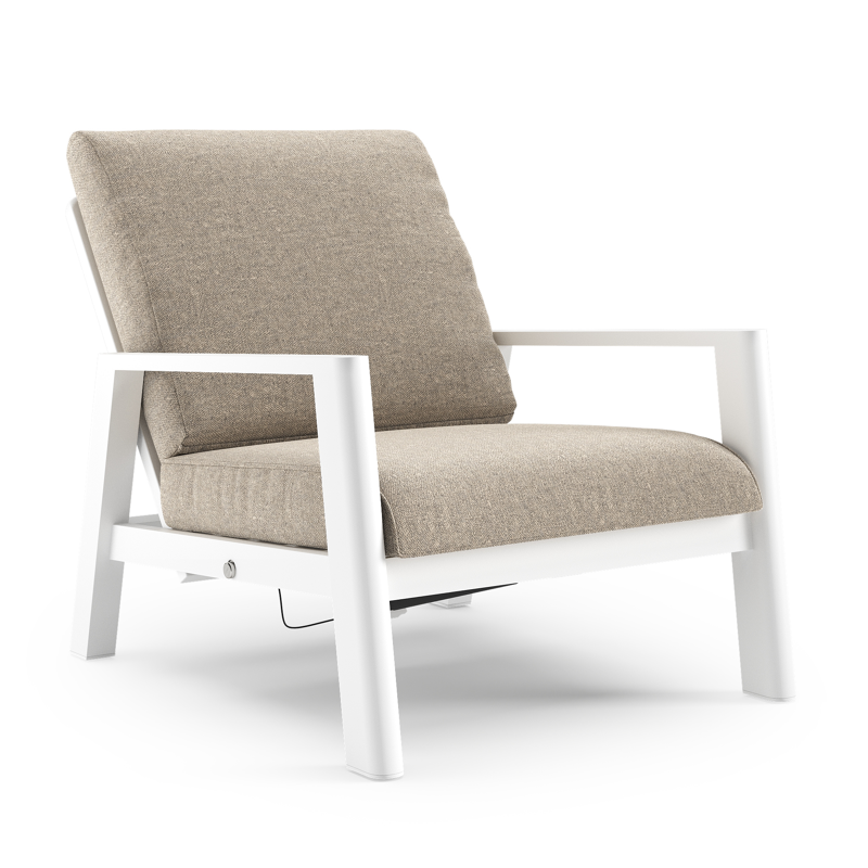 Cirello loungestoel in wit aluminium met chartres pewter all weather sunbrella® luxe kussen