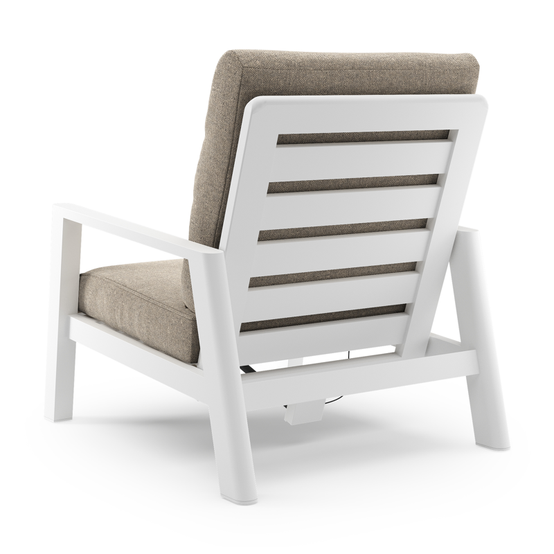 Cirello loungestoel in wit aluminium met chartres pewter all weather sunbrella® luxe kussen