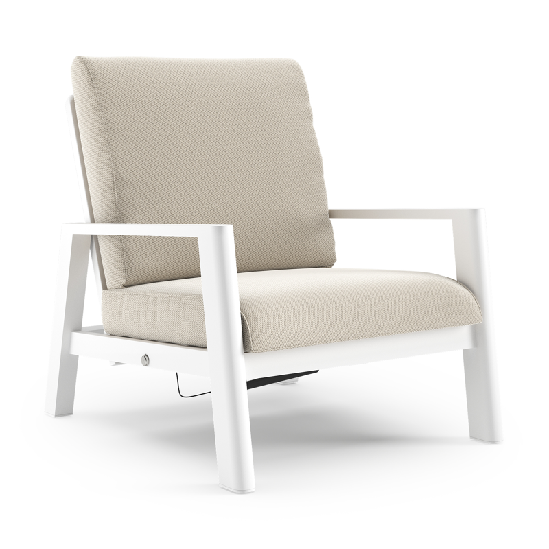 Cirello loungestoel 1-zit in wit aluminium met lopi marble all weather sunbrella® luxe kussen