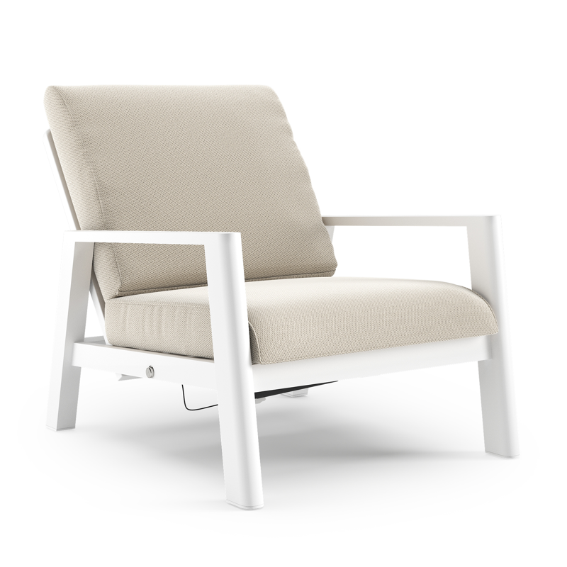 Cirello loungestoel 1-zit in wit aluminium met lopi marble all weather sunbrella® luxe kussen