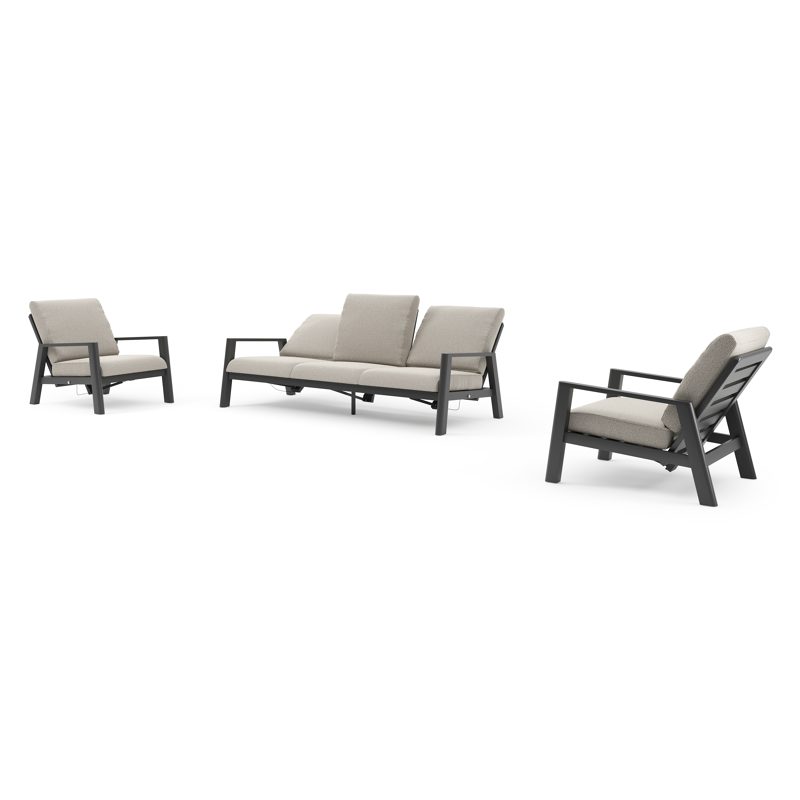 Cirello loungeset in zwart aluminium met firenze sand all weather solica kussen