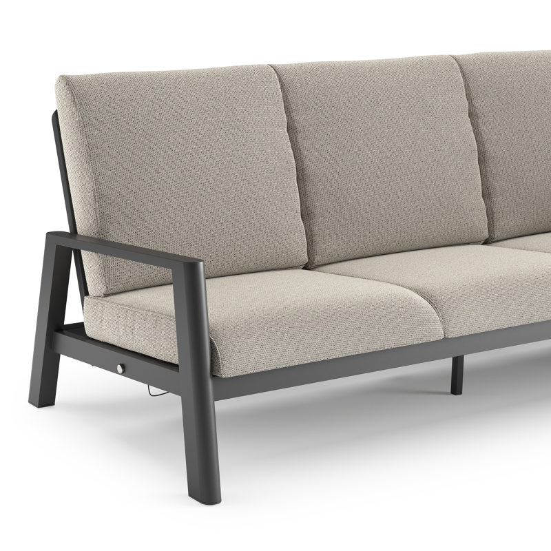 Cirello loungeset in zwart aluminium met firenze sand all weather solica kussen