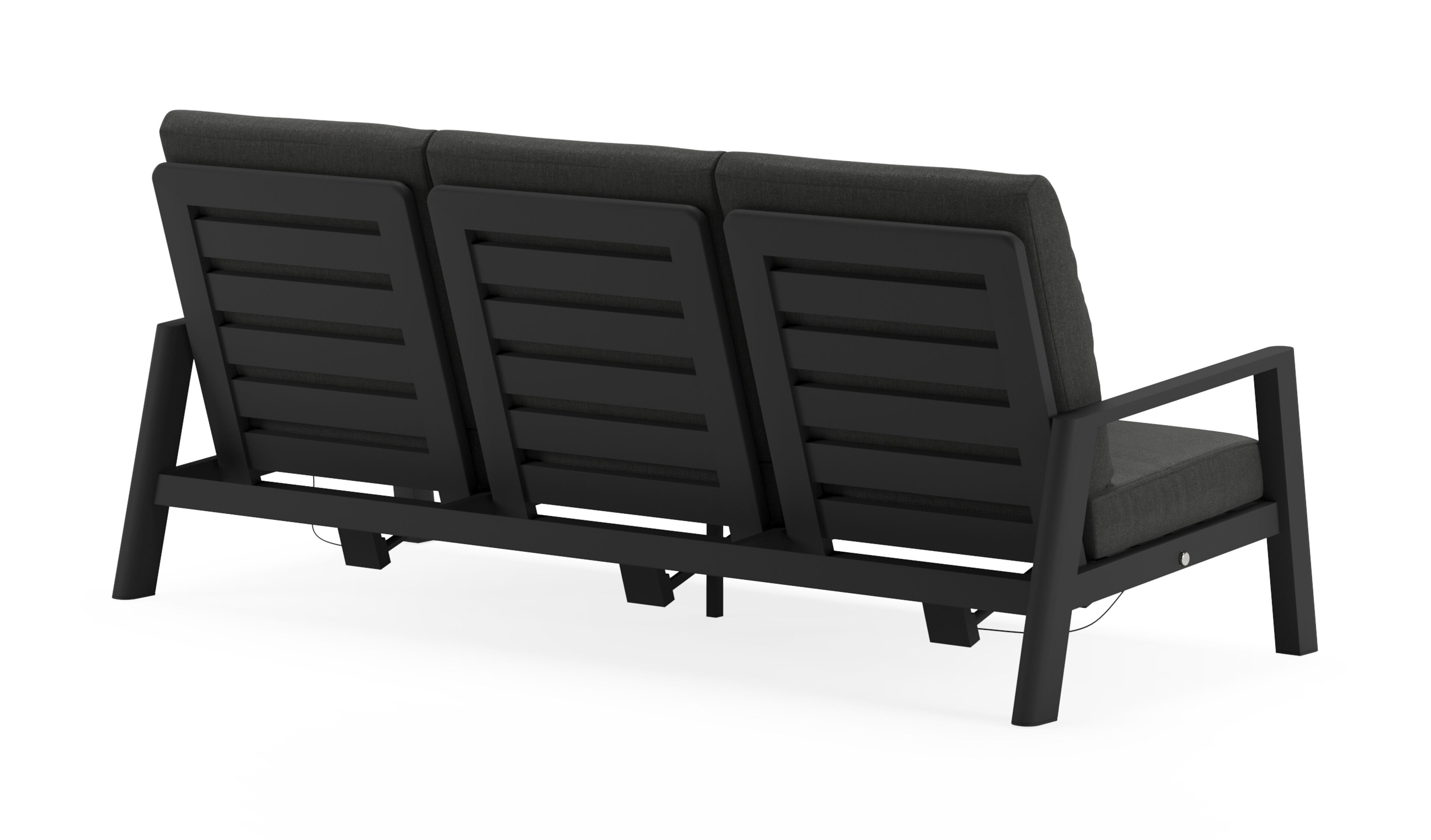 Cirello loungeset in zwart aluminium met chartres sooty all weather sunbrella® luxe kussens