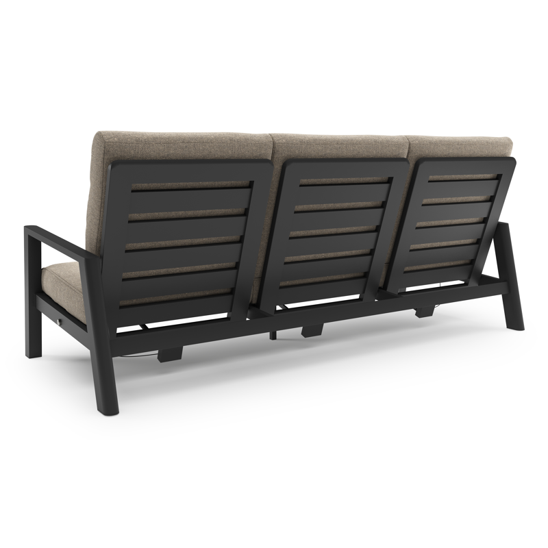 Cirello loungeset in zwart aluminium met chartres pewter all weather sunbrella® luxe kussen