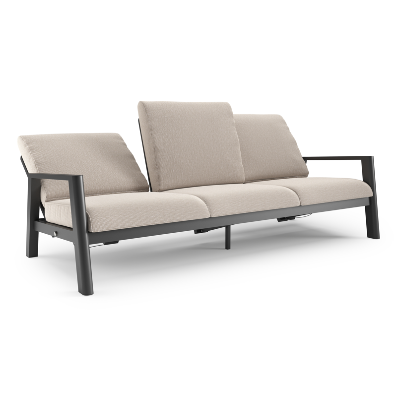 Cirello loungebank in zwart aluminium met slow farafra all weather sunbrella® luxe kussen
