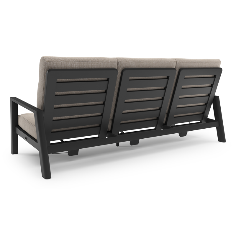 Cirello loungebank in zwart aluminium met slow farafra all weather sunbrella® luxe kussen