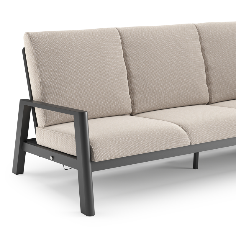 Cirello loungebank in zwart aluminium met slow farafra all weather sunbrella® luxe kussen