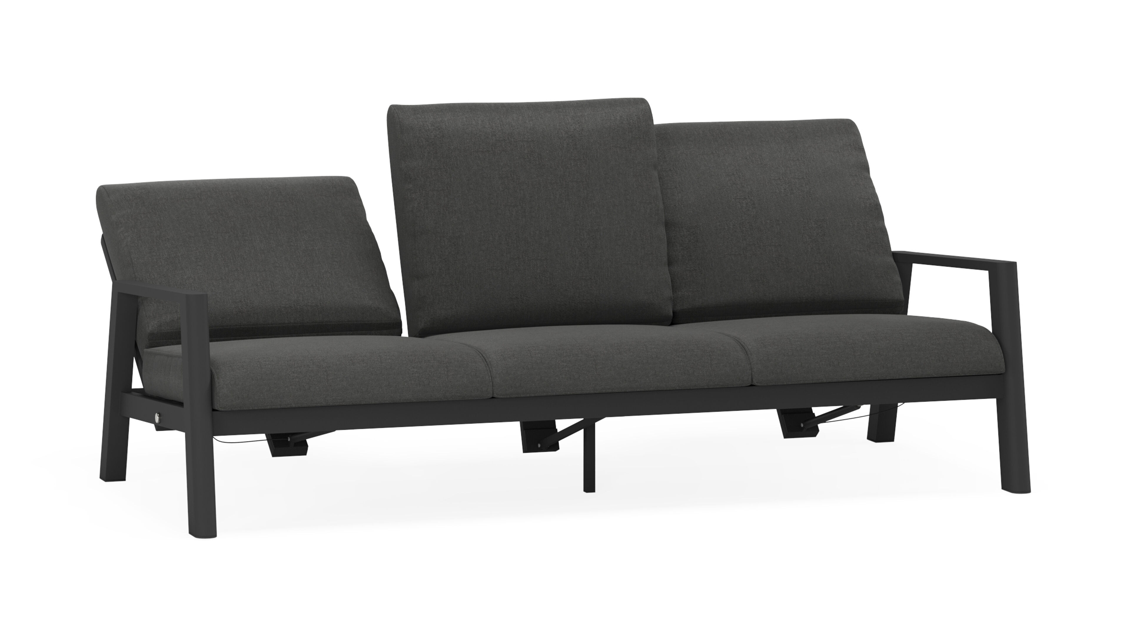 Cirello loungebank 3-zit in zwart aluminium met chartres sooty all weather sunbrella® luxe kussen
