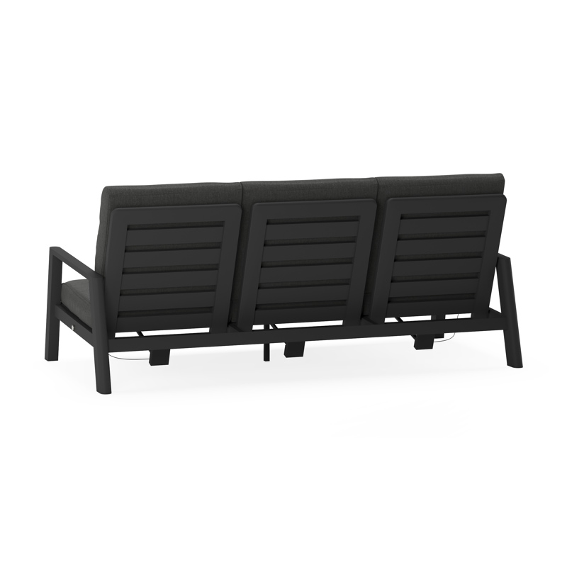 Cirello loungebank 3-zit in zwart aluminium met chartres sooty all weather sunbrella® luxe kussen