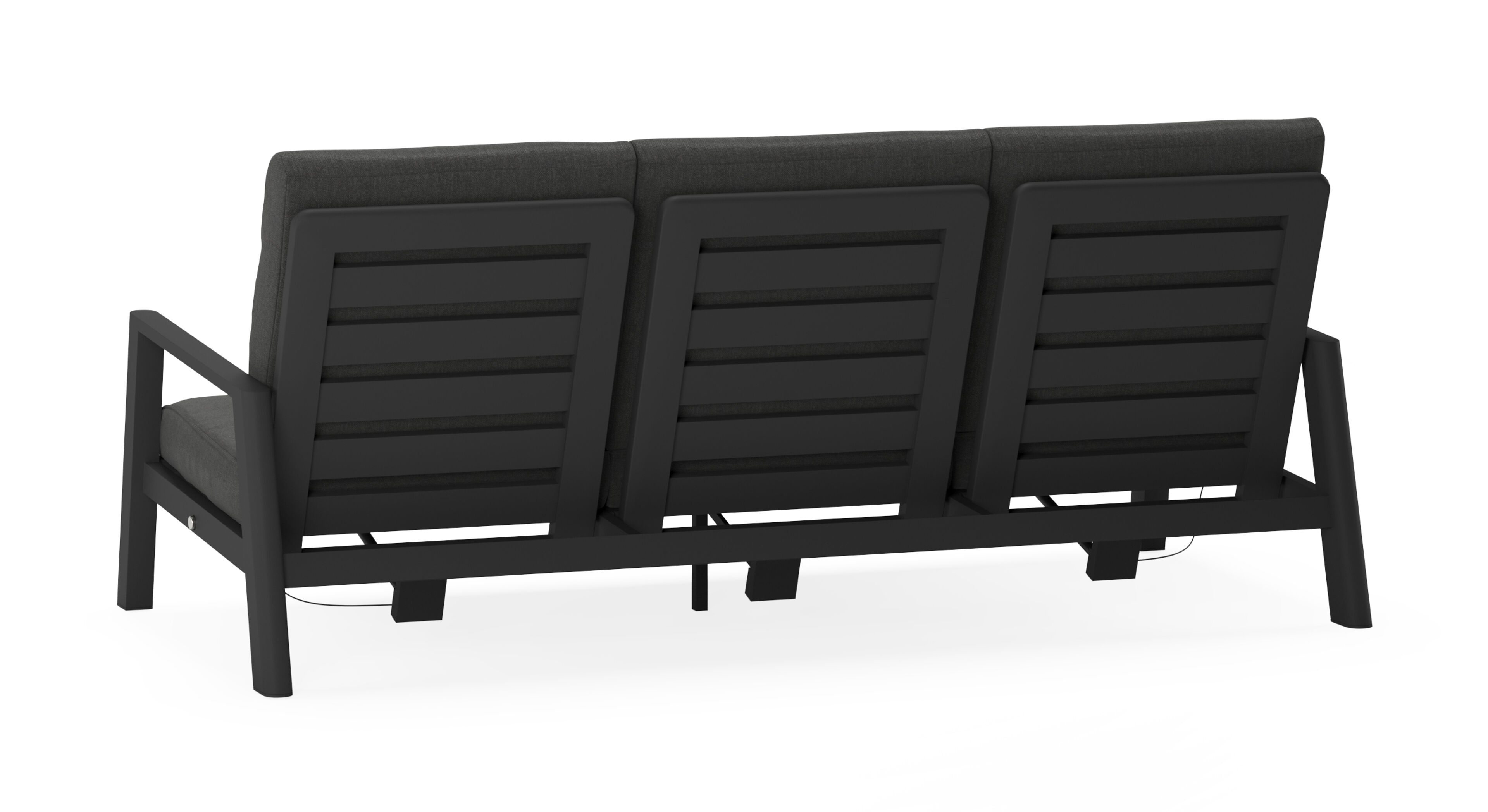 Cirello loungebank 3-zit in zwart aluminium met chartres sooty all weather sunbrella® luxe kussen