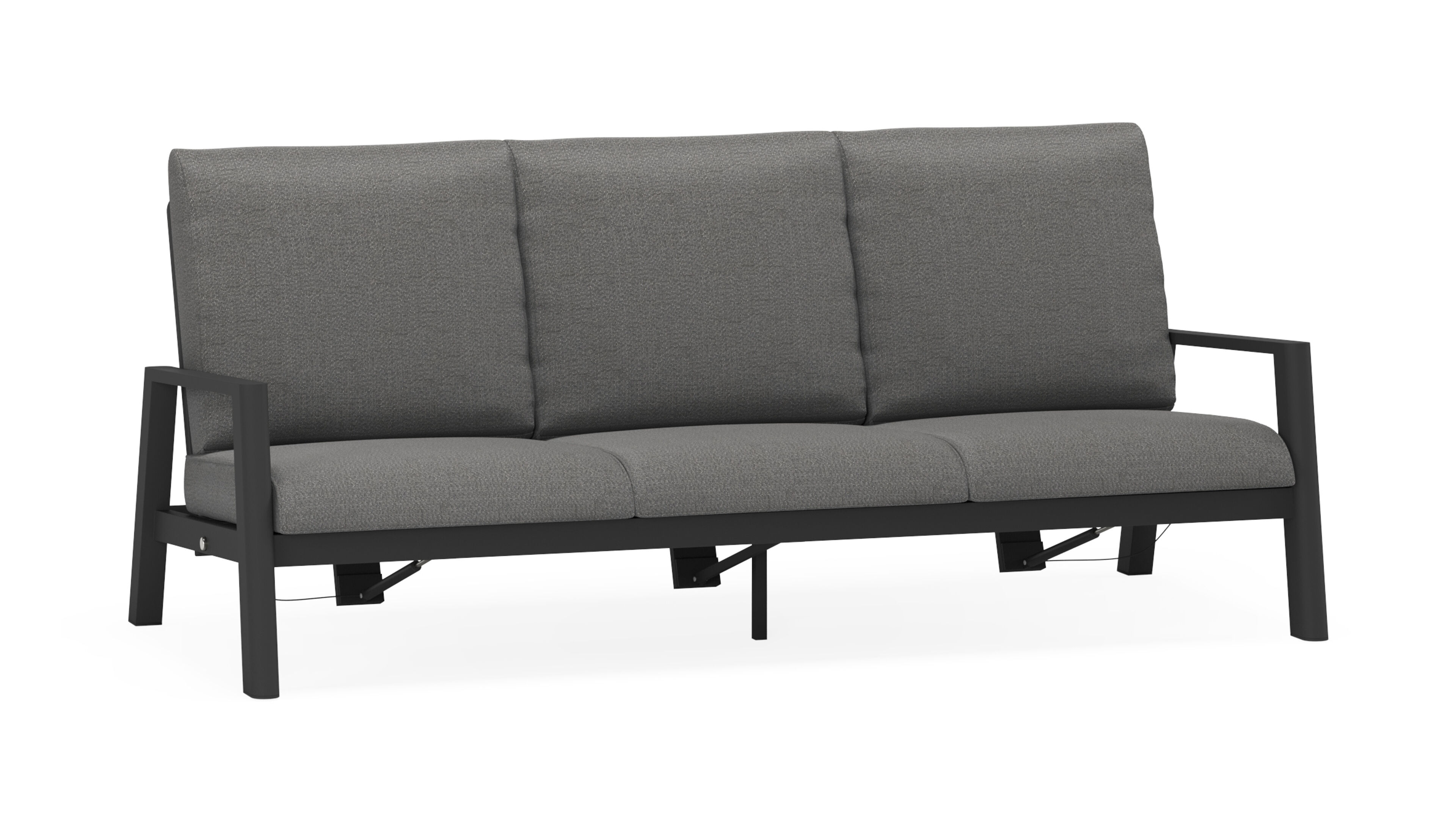 Cirello loungebank 3-zit in zwart aluminium met savane tornado all weather sunbrella® luxe kussen