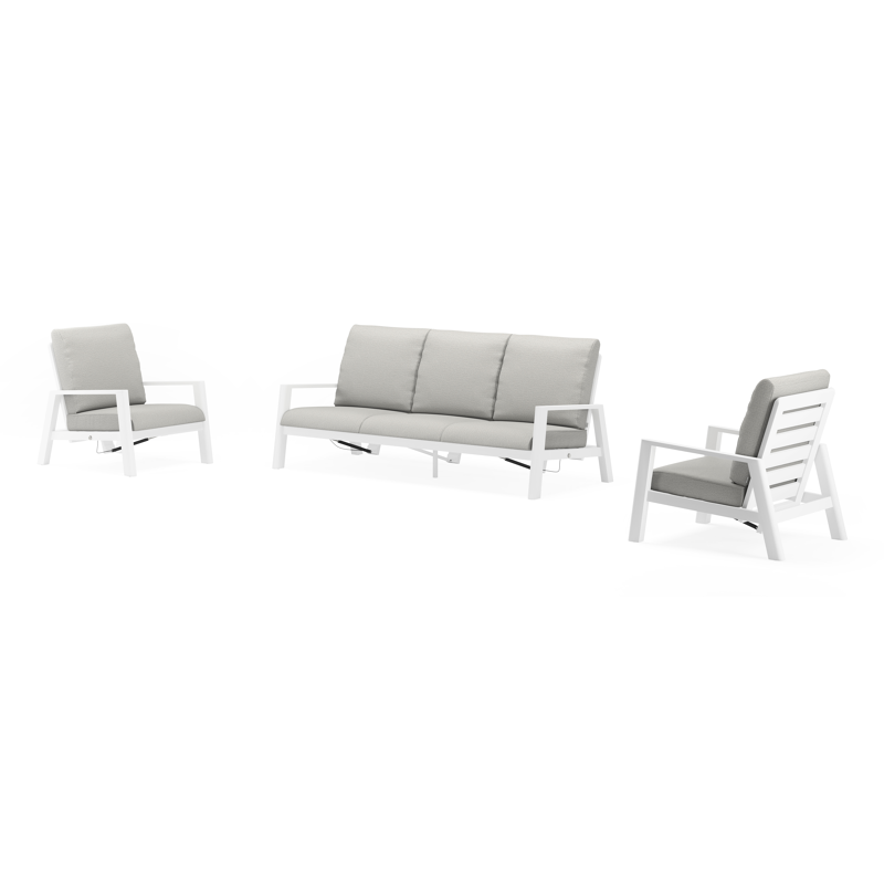 Cirello loungeset in wit aluminium met savane nimbus all weather sunbrella® luxe kussens