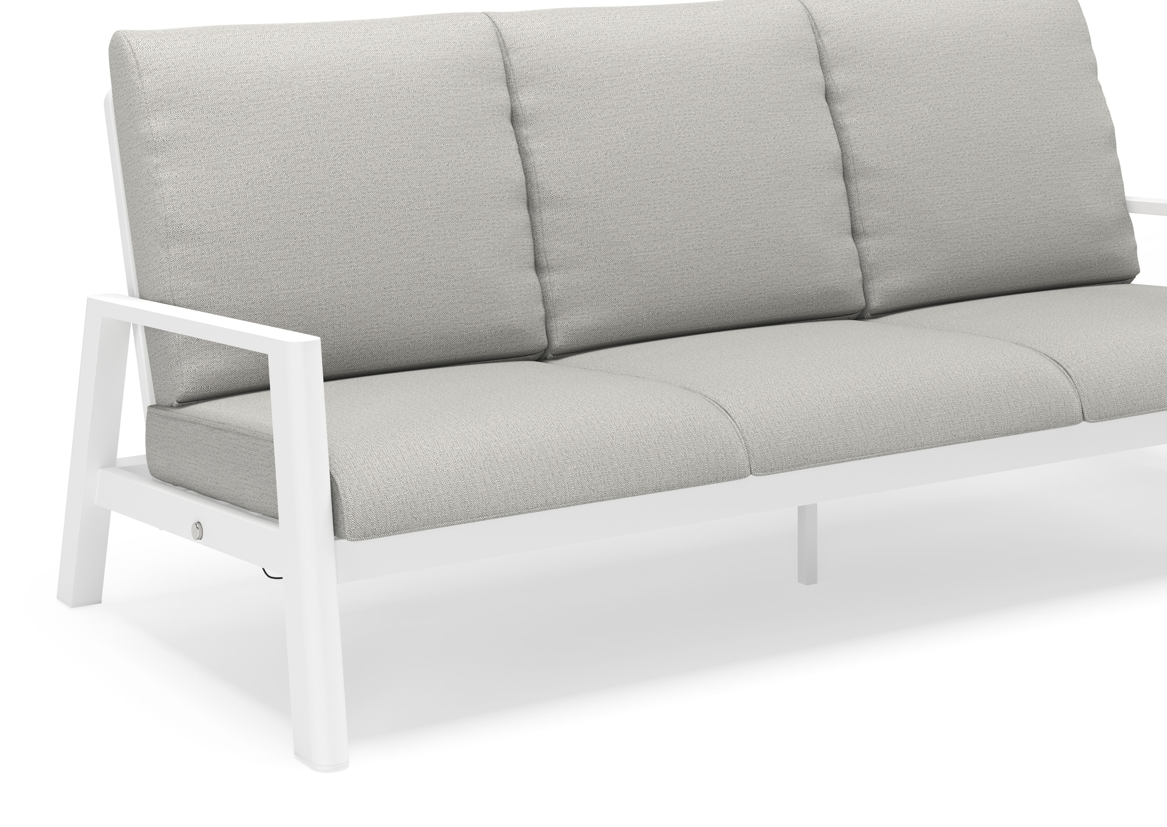 Cirello loungeset in wit aluminium met savane nimbus all weather sunbrella® luxe kussens