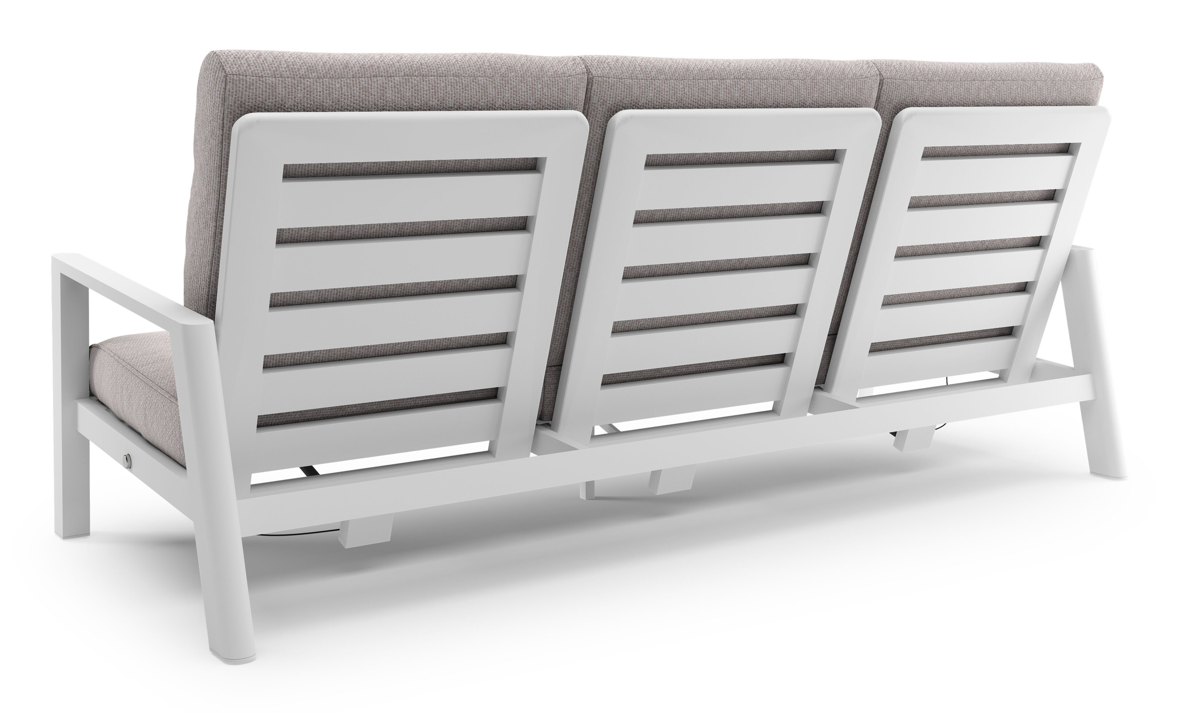 Canapé de jardin Cirello en aluminium blanc et coussins en all weather sunbrella® luxe wander gobi
