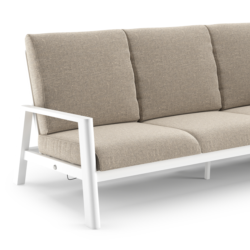 Cirello loungebank in wit aluminium met chartres pewter all weather sunbrella® luxe kussen