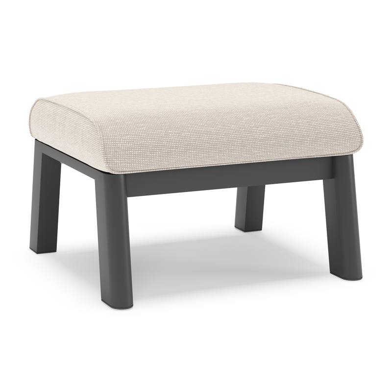 Cirello poef in zwart aluminium met slow farafra all weather sunbrella® luxe kussen