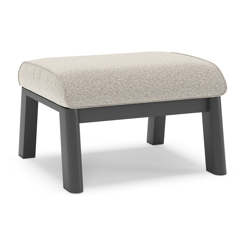 Cirello poef in zwart aluminium met firenze sand all weather solica kussen