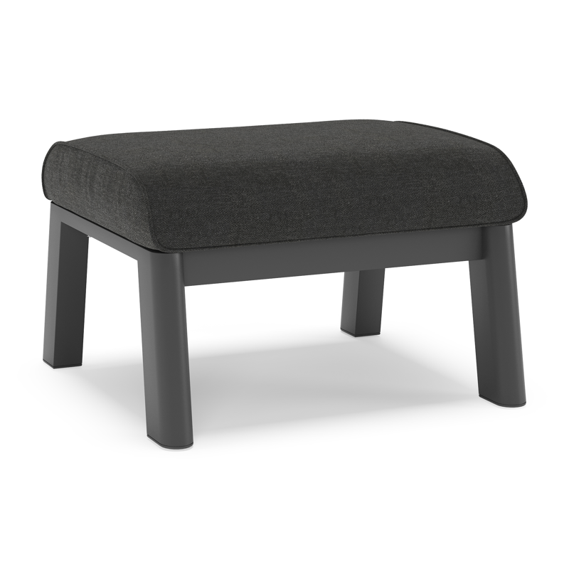 Cirello poef in zwart aluminium met chartres sooty all weather sunbrella® luxe kussen