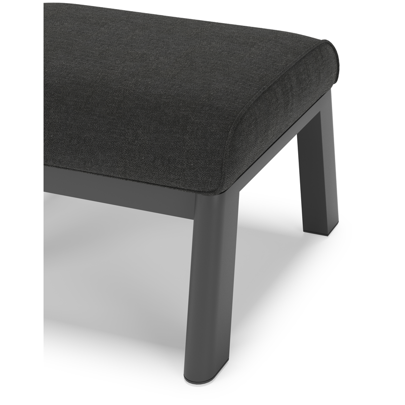 Cirello poef in zwart aluminium met chartres sooty all weather sunbrella® luxe kussen