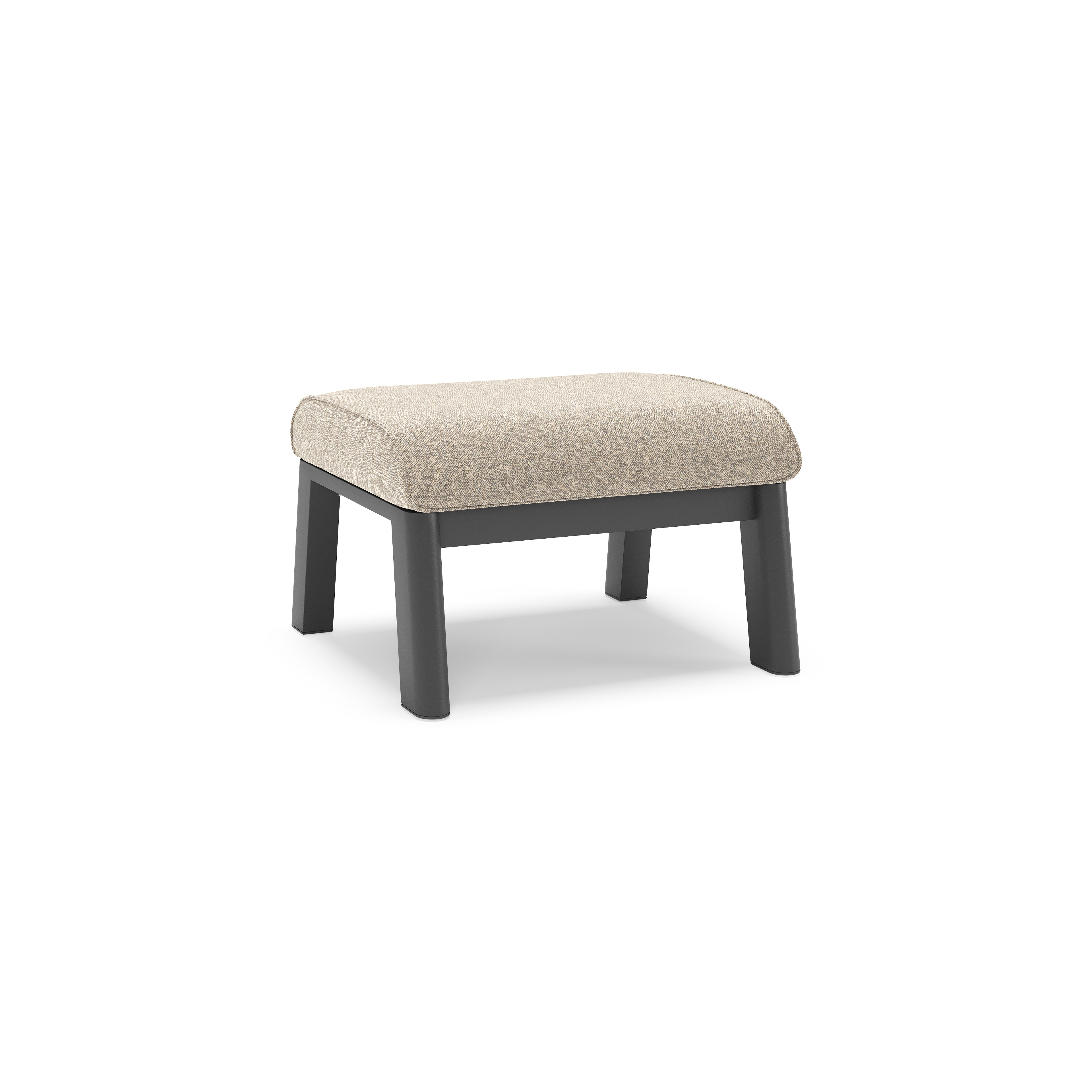 Cirello poef in zwart aluminium met chartres pewter all weather sunbrella® luxe kussen