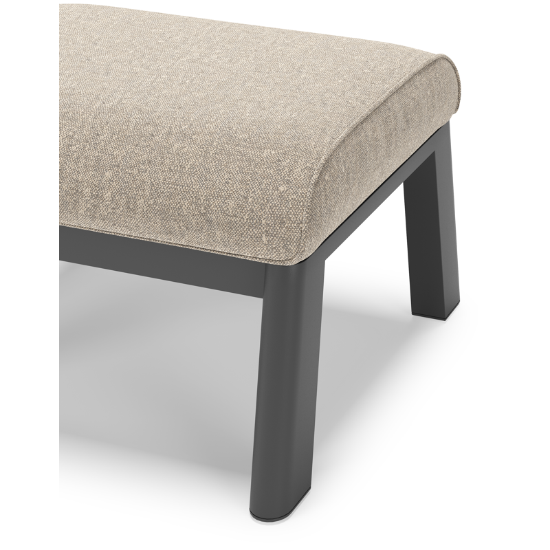 Cirello poef in zwart aluminium met chartres pewter all weather sunbrella® luxe kussen
