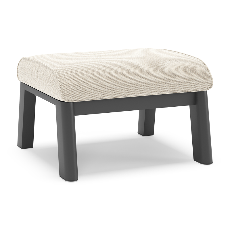 Pouf Cirello en aluminium noir et coussins en all weather sunbrella® luxe lopi marble