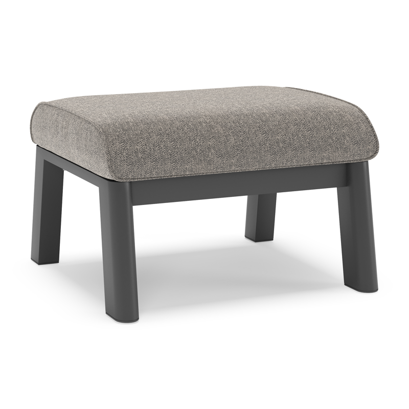 Cirello poef in zwart aluminium met chartres drizzle all weather sunbrella® luxe kussen