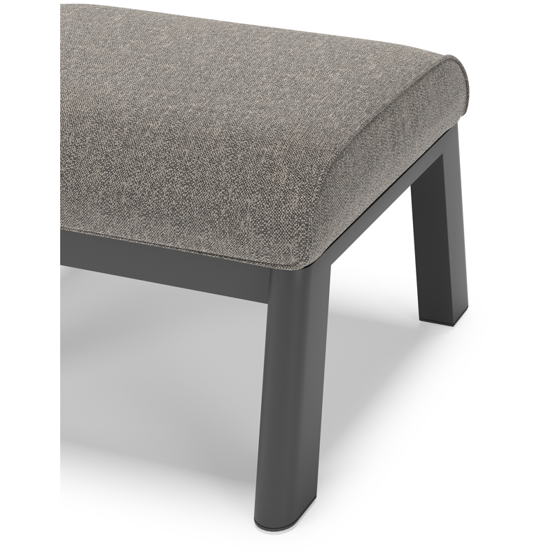 Cirello poef in zwart aluminium met chartres drizzle all weather sunbrella® luxe kussen