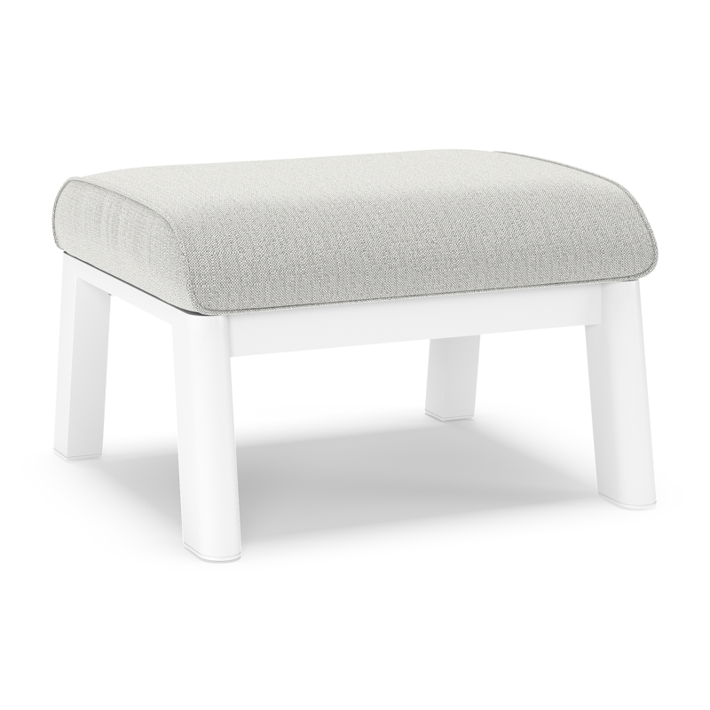 Cirello poef in wit aluminium met savane nimbus all weather sunbrella® luxe kussen