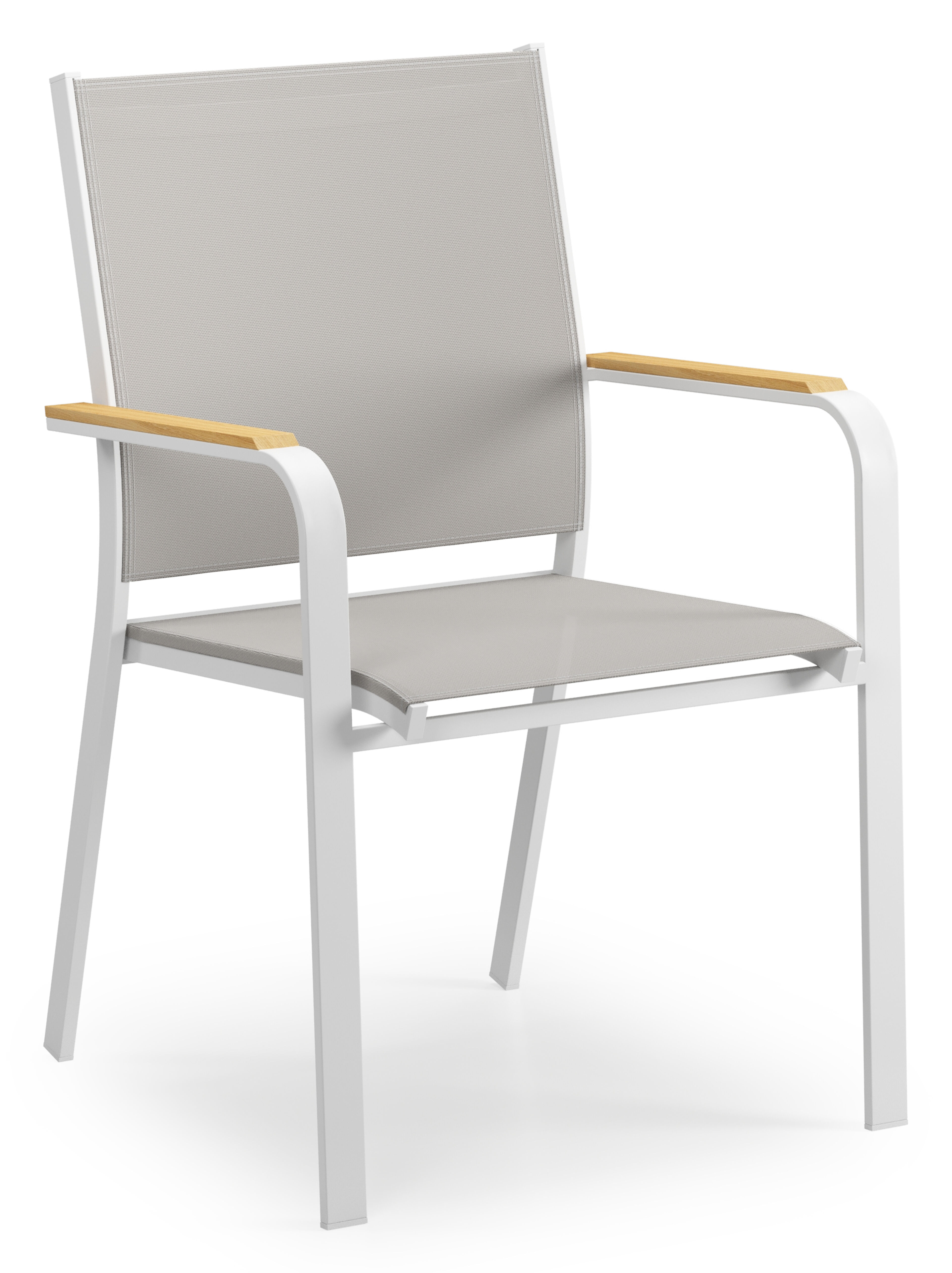 Pamplona ensemble de jardin ovale en aluminium blanc en teck natural finish avec 8 chaises de jardin Amalfi