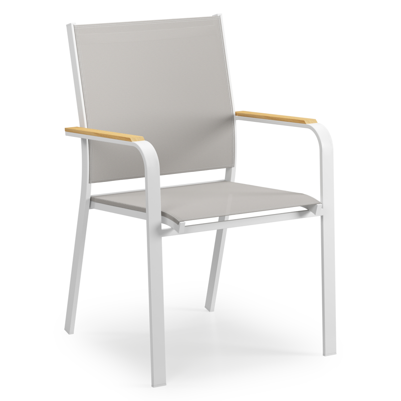 Pamplona ensemble de jardin ovale en aluminium blanc en teck natural finish avec 8 chaises de jardin Amalfi