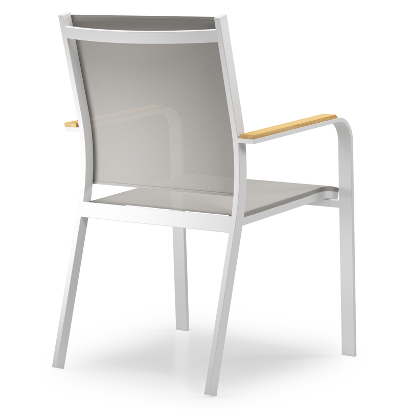 Pamplona ensemble de jardin ovale en aluminium blanc en teck natural finish avec 8 chaises de jardin Amalfi